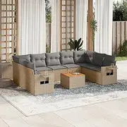 Patio Furniture Sets 10 Piece Garden Sofa Set with Cushions Mix Beige Poly Rattan