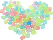 Parliky 400pcs Glow Dark Pebbles for Garden and Fish Tank Luminous Colored Stones for Outdoor Pathways and Aquarium Decor Reusable Decorative Rocks for Landscaping and Play