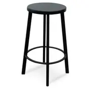 Set of 2 - James 65cm Timber Seat Bar Stool - Black