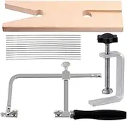 Mardatt 14Pcs 3 in 1 Professional Jewelers Saw Kit Includes V-Slot Bench Pin Clamp, Adjustable Saw Frame and Piercing Coping Saw Blades Jewelers Tools for Metal Wood Wax Ring Precision Cutting