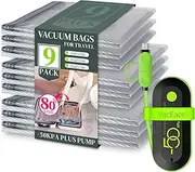 Vacbird 9 Pack Travel Vacuum Storage Bags with USB Electric Pump, Carry-on Size Space Saver Bags for Clothes and Clothing Travel，Compression Packing for Luggage and Suitcase