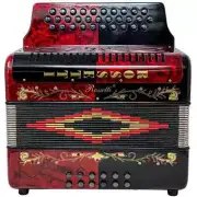 Rossetti 3112 FBE 31 Button Diatonic Accordion - Black/Red w/ Straps, Hard Case