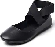 [alpine swiss] Peony Womens Ballet Flats Elastic Ankle Strap Shoes Slip On Loafers
