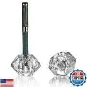 QFkris 2-Packs Crystal Fountain Pen Stand Glass Feather Pen Holder Crystal Pe