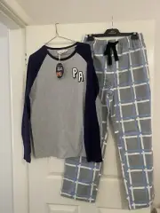 Peter Alexander Mens Pyjama Set Grey Check Medium
