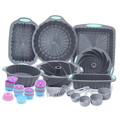 72 Pieces Silicone Bakeware Set, Nonstick Baking Pans Set, Easy Release Oven