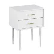 Pemberly Row 20" Two Drawers Modern Wood Side Table in White