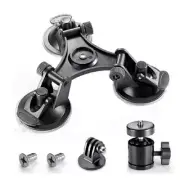 4X(Car Holder Triple Vacuum Suction Cup Mount for Camera3531