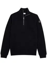 Moncler Half-zip Cotton-blend Jumper - Navy - L L