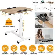 Height Adjustable Mobile Standing Desk, Rolling Laptop Table w/Wheels, Wooden