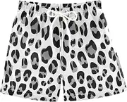 [RPLIFE] Boy Swim Shorts, Toddler Swim Trunks 2t, Leopard Print Black Grey White