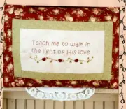 Teach Me to Walk in the Light Pillow Stitchery Pattern Primitive Embroidery