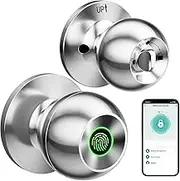 GHome Smart Door Knob Fingerprint Door Lock Rechargeable Smart Lock Electronic Biometric Door Lock for Bedroom, App Control, Suitable for Bedroom Home, Offices, Garages, Hotels, Apartments