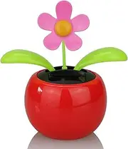 WUISOLQP Dancing Sun Flower Ornament For Friend S Car Dashboard Powered Dancing FlowerCar Ornament ABS Car Dashboard Ornaments, red