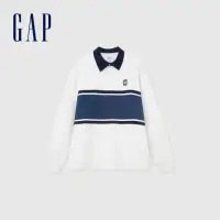 在飛比找momo購物網優惠-【GAP】男裝 Logo純棉印花長袖POLO衫-米白色(88
