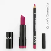 2 NYX Round Lipstick 521 Chloe + Slim Lip Liner 816 Fuchsia *Joy's cosmetics*