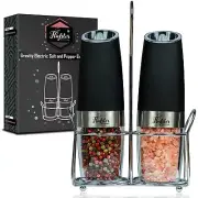 Defy Gravity With Gravity Electric Salt & Pepper Grinder Set - White LED Ligh...