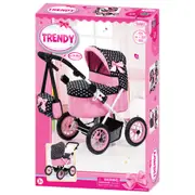 Bayer 68cm Trendy Folding Doll Pram Kids/Children Toy w/ Bag Black/Pink 3y+