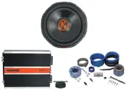Memphis Audio MJP1522 15" 750 Watt RMS MOJO Subwoofer+Mono Amplifier+Amp Kit