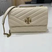 Tory Burch Kira Chevron Leather Shoulder Bag New Cream