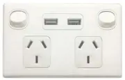 Double Power Point GPO with 2 x USB Charging Sockets 3.1A Total Charge