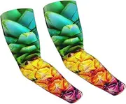 [FHEDVBN] Colorful Fruit Pineapple Arm Sleeves Compression Arm Covers for Men Women Outdoor Sun Sleeves Cooling Sports Sleeve, Black