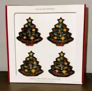 4 Williams Sonoma Twas The Night Before Christmas Cloisonné Tree Napkin Rings
