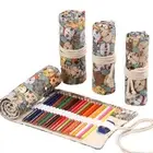 Supplies Large Capacity Painter Canvas Pencil Case Pen Curtain Roll Pen Bag