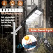800W Solar Street Light 800LED PIR Sensor Smart Road Floodlights Dusk-Dawn+Timer