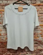 BNWT Womens Sz 1XL 18 Noni B Georgina White Round Neck T Shirt Top RRP $49.99