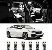 AWANTA 6pcs White Interior LED Lights Kit for 2016 2017 2018 2019 2020 2021 Honda Civic Super Bright LED Map Dome Cargo Replacement Light Bulbs