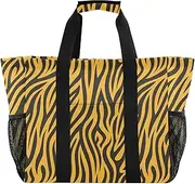 [sanluoli] Totes Foldable Beach Bags Water Resistant with Handles Laundry Bag Travel, Yellow Black Pattern, 1 size