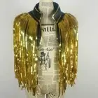 Lady Sequin Tassel Waistcoat Glitter Costume Dance Tank Tops Vests Clubwear Sexy