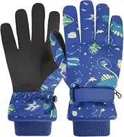[Azarxis] Kids Ski Gloves Toddler Winter Cold Weather Warm Snow Mittens Windproof for Boys Girls Snowboarding Sledding Cycling (Royal Blue, 4-6 Years Old)
