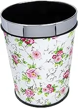 KOMBIUDA Creative Retro Style Waste Bin Capacity Garbage Can Elegant Floral Design Compact Trash Container for Use for Modern Decor