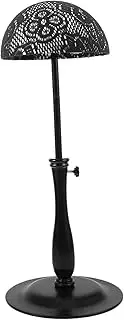 COMPUKAS Dome Shape Wig Stand with Adjustable Height Lace Pattern Table Hat Rack for Wigs Stylish Black Storage Holder for Display and Care for Styling and Organization