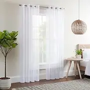 Eclipse Kiara Modern Sheer Voile Light Filtering Grommet Window Curtains for Bedroom (2 Panels), 54 in x 108 in, White