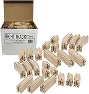 Wooden Train Track 100 Piece Pack - 100% Compatible with All Major Brands Including Thomas Wooden Railway System - by Right Track Toys