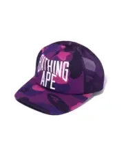 A Bathing Ape Snapback Mesh Cap 2024 SS COLOR CAMO Pattern NYC STYLE LOGO New
