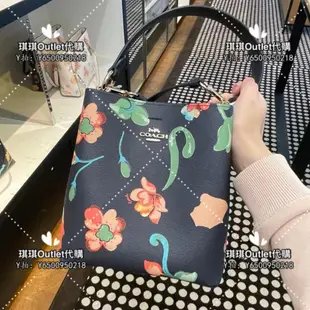 琪琪Outlet代購 Coach 8611 新款TOWN印花牛皮女士水桶包 手提單肩斜跨包 附代購憑證