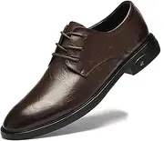 [Generic] Men's Shoes Men Wedding Leather Business Mens Dress Pointed Casual Youth British Style Spring Oxford Shoes,Brown 1,41