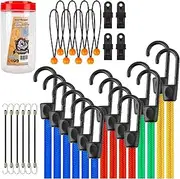 MetieFasia Assorted Elastic Cords, Practical, Wear-Resistant, Versatile, with Hooks, for, Camping, 32pcs