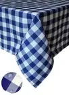 Tektrum 60"X60" Square Tablecloth-Waterproof/Wrinkle Free - Blue/White Checker