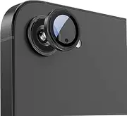 TENOC Camera Lens Protector for iPhone 16e, 9H Tempered Glass Camera Screen Cover, Black Metal Individual Ring