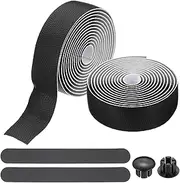 uxcell Bike Handlebar Tape, 2 Rolls 6.6 Feet Bike Grip Tape PU + EVA Foam Cycling Handle Wraps Comfortable Non-Slip Shock Bicycle Wrap with End Plugs for Road Bike, Black