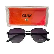 Quay Australia Big Time Sunglasses Black Smoke Polarized