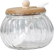 iplusmile 1Set Glass Pumpkin Sugar Holder Creative Jar with Lid for Sugar Spices and Condiments for Kitchen Countertop and Bar High Temperature Resistant Easy