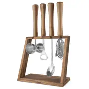 4pc Winex Bar Tool Set w/ Stand Home/Kitchen Barware Accessory Wood Handles