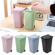Mini Desktop Trash Can Plastic Waste Bins With Lid Household Clean Trash D-ID CR