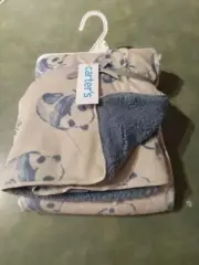 Carter’s Blue Panda Bear Sherpa Baby Blanket Lovey New
